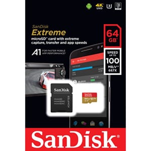 Sandisk Micro SDXC Extreme 64GB + adapter UHSI U3 V30