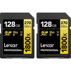 Lexar Pro 1800x SDXC U3 (V60) UHS-II R270/W180 128GB - 2pack