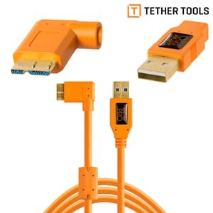 TetherPro USB 3.0 A male to Micro B Right Angle 4,6m Orange